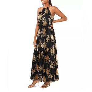 MSK Black and Gold Floral Maxi Dress